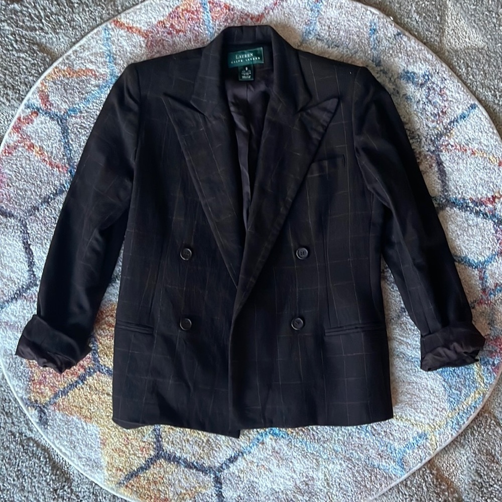 (vintage) LAUREN RALPH LAUREN Brown Plaid Blazer - Small